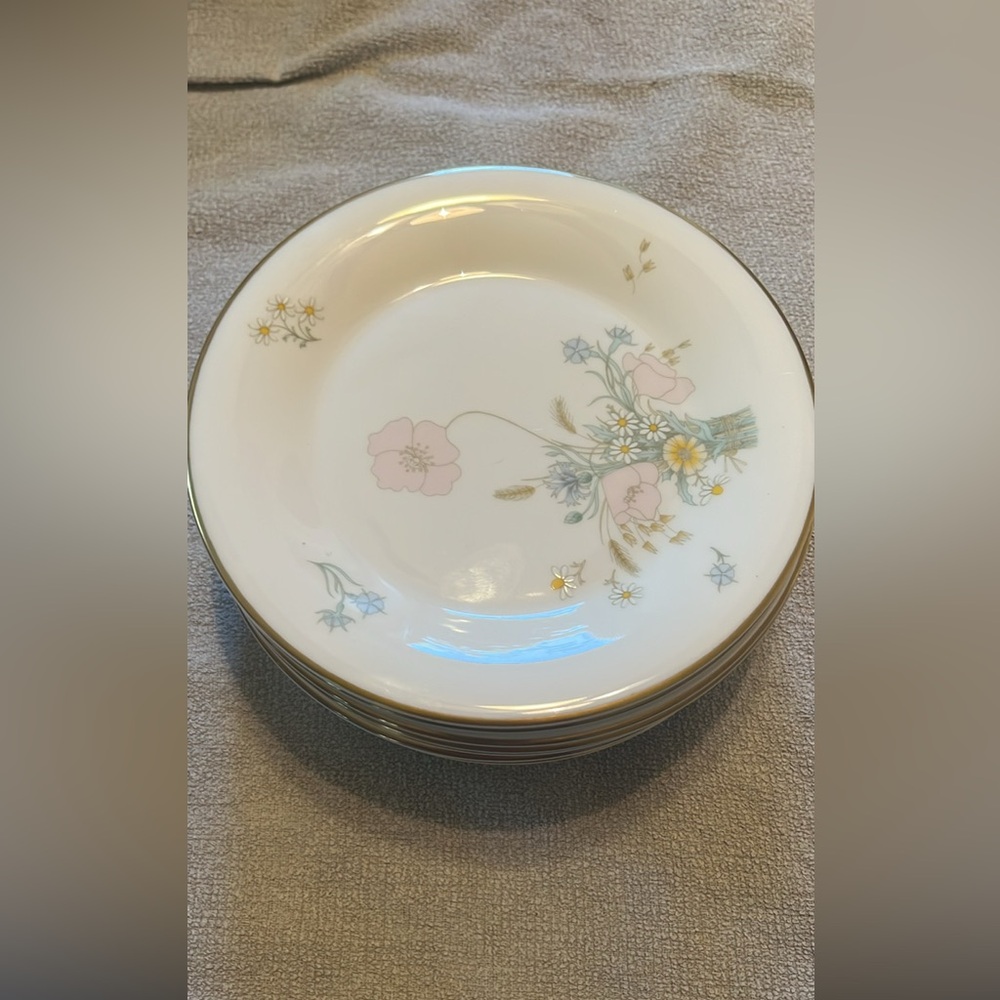 Royal Doulton Floral Dessert Plates with Gold Accents